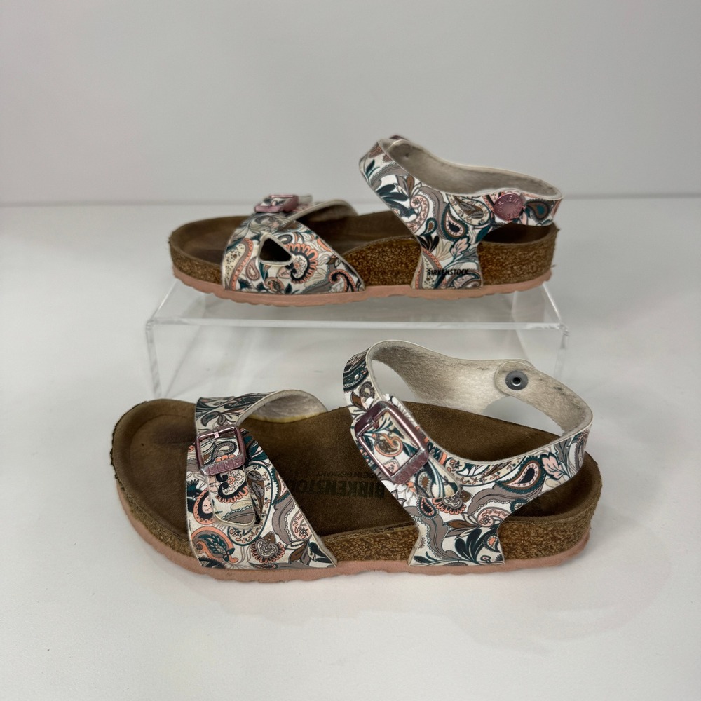 Birkenstock Rio Boys Paisley Floral Cork Footbed Sandals Size 29 EU 11-11.5 US